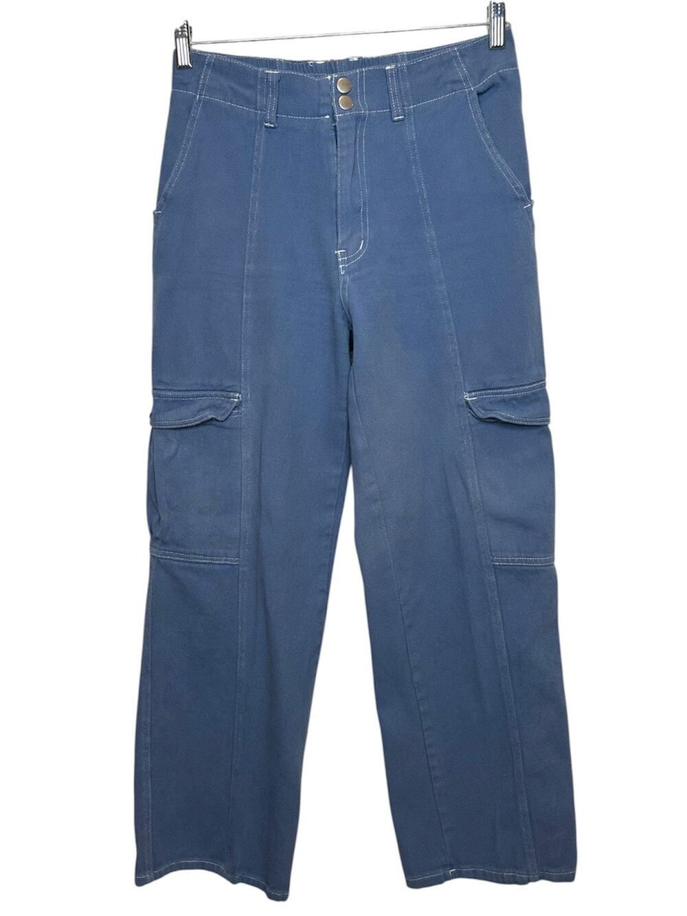 RSQ High rise wide leg cargo pants 100% cotton size medium skater y2k blue/gray